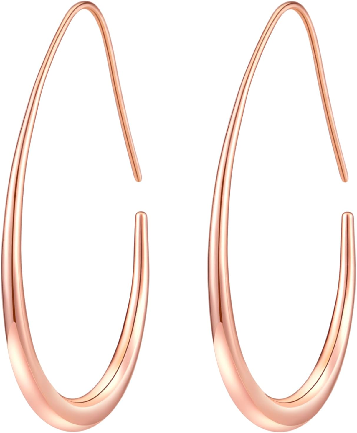 Aros Hoop Ovalados Mujer – Livianos Teardrop, 14K Gold/White Gold Plated, 40mm